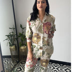 Damen Blumendesign Pyjama-Anzug R&B
