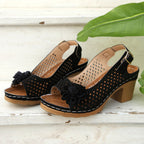 Damen Sandaletten mit floralem Design und rutschfester Sohle R&B