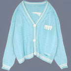 Damen modischer Strickcardigan mit V-Ausschnitt und Branding R&B