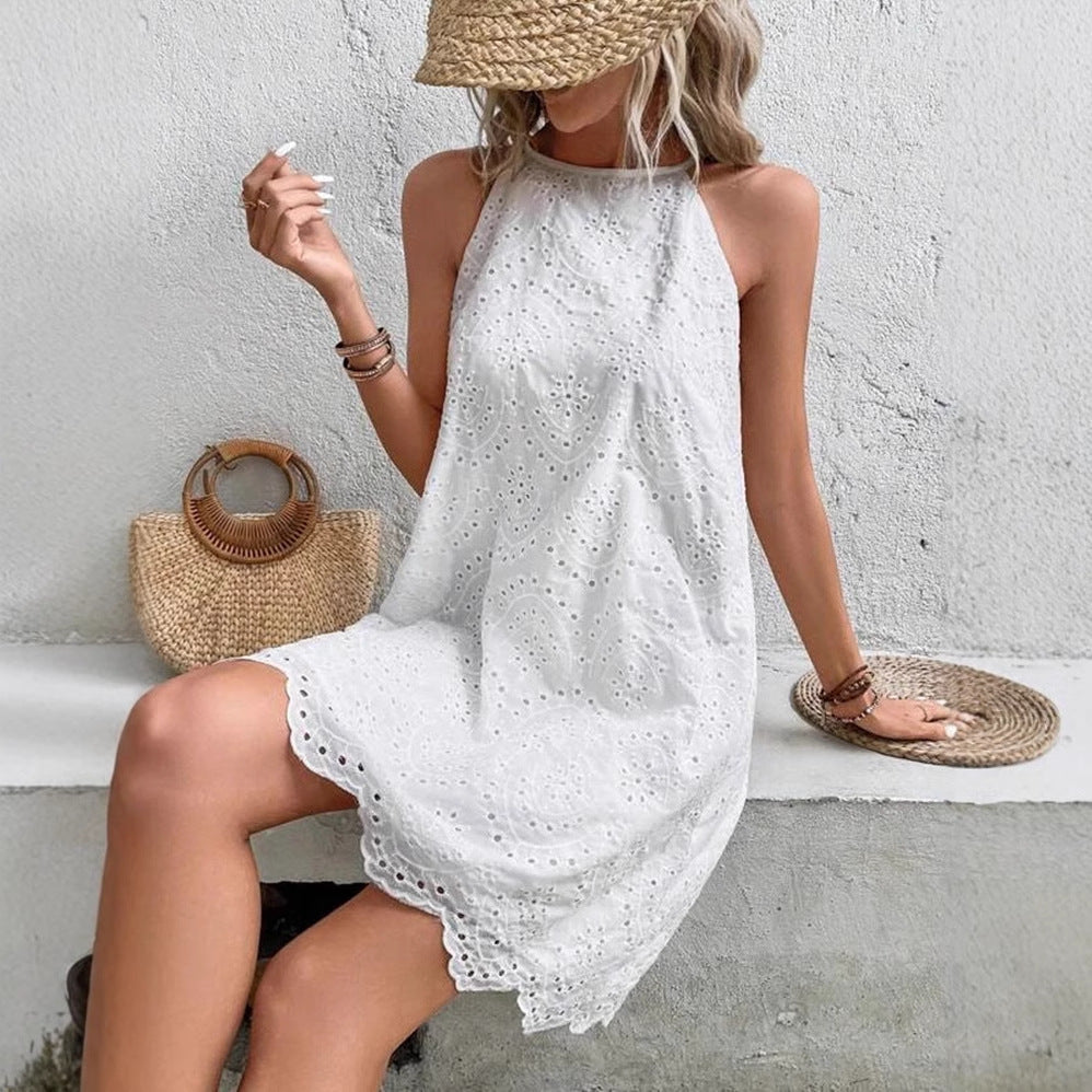 Damen Sommerkleid mit Spitzenmuster und lockerer Passform R&B