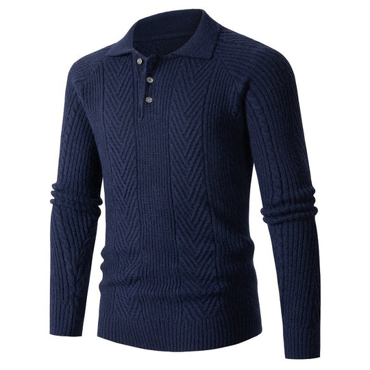 Herren Strickpullover mit klassischem Rautenmuster und Knopfleiste R&B