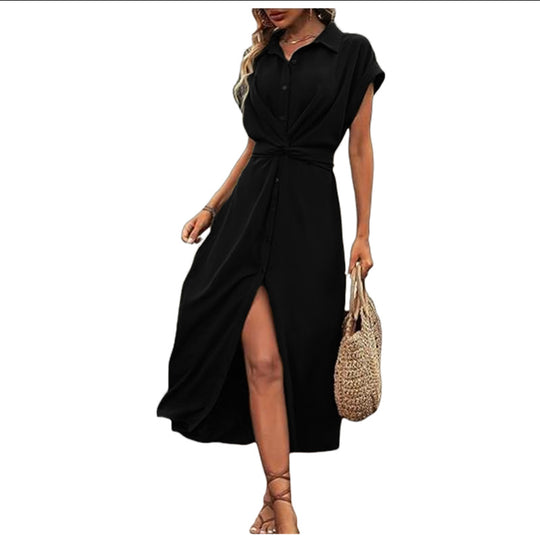 Damen Knielanges Hemdblusenkleid R&B
