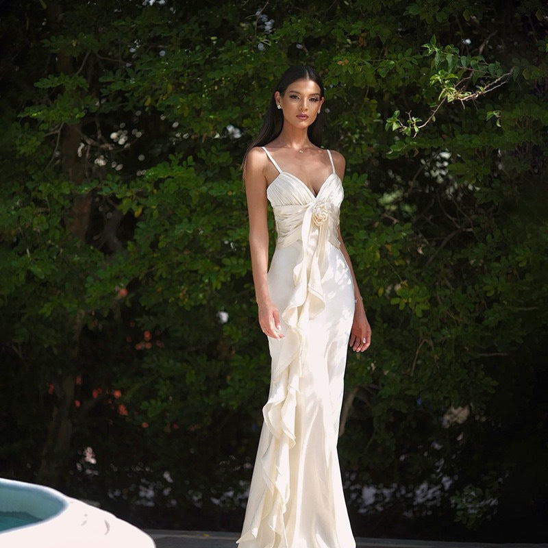 Damen Langärmeliges Maxikleid mit raffinierten Drapierungen R&B