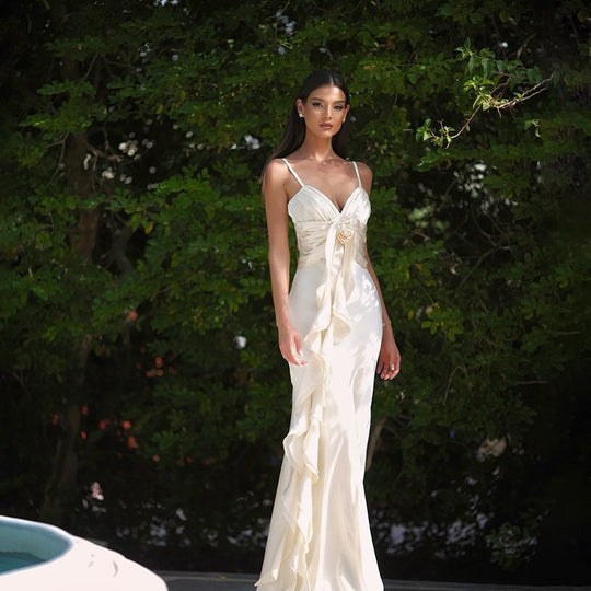 Damen Langärmeliges Maxikleid mit raffinierten Drapierungen R&B