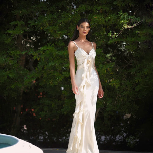 Damen Langärmeliges Maxikleid mit raffinierten Drapierungen R&B