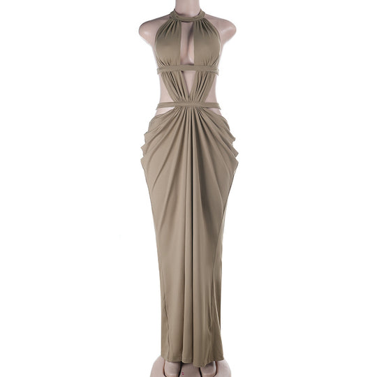 Damen elegantes Wickelkleid mit tiefem V-Ausschnitt und modischen Drapierungen R&B