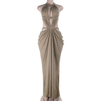 Damen Maxi-Kleid mit raffiniertem Cut-Out-Design und asymmetrischem Saum R&B