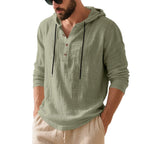 Herren lässiges Kapuzenshirt aus weichem Baumwollmix mit Knopfleiste und praktischen Taschen R&B