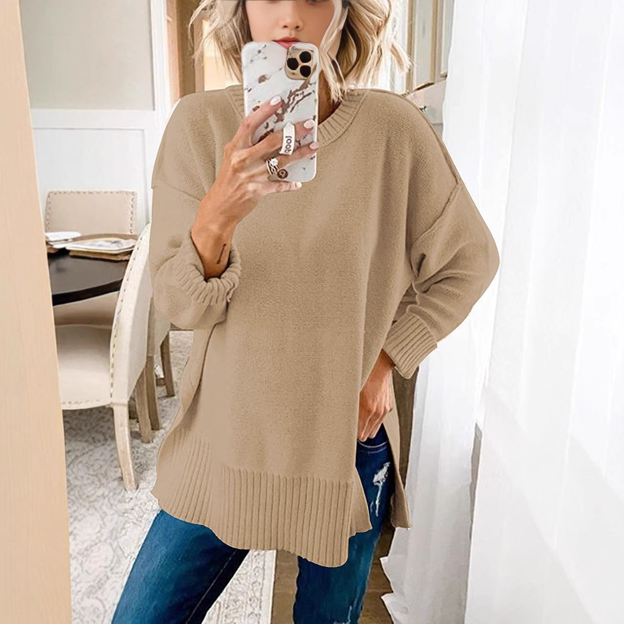 Damen Übergroßer Strickpullover R&B