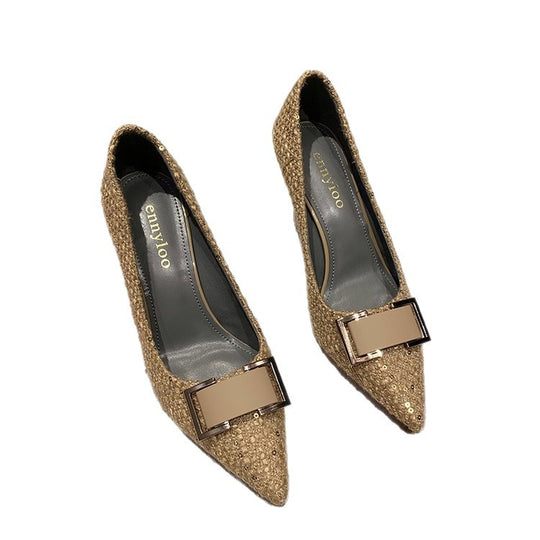 Damen elegante spitze Pumps mit glamourösem Schleifenakzent R&B