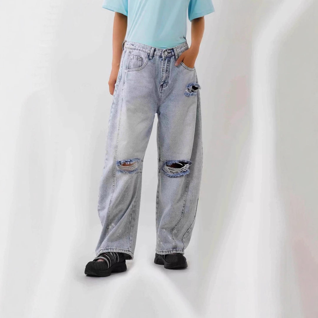 Damen weit geschnittene Destroyed Jeans R&B