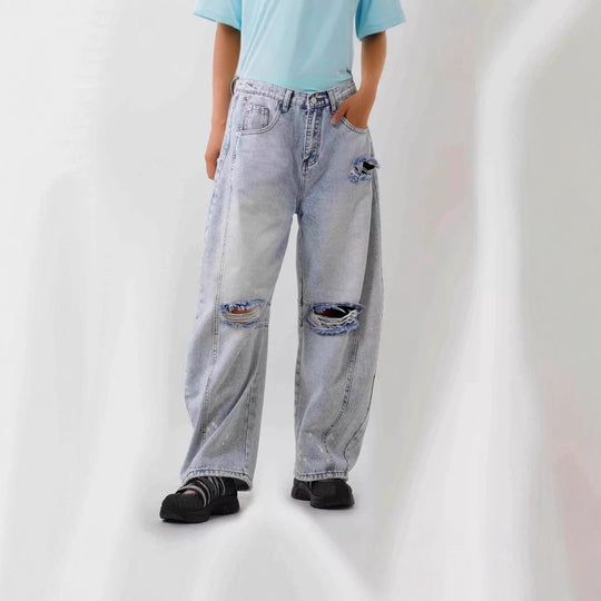 Damen weit geschnittene Destroyed Jeans R&B