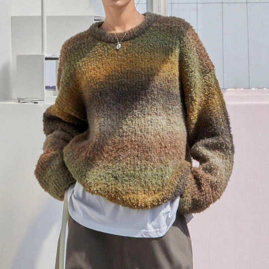 Damen Oversized Strickpullover mit modernem Farbverlauf und weichem Material R&B