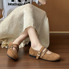 Damen Elegante Ballerinas mit dekorativen Schnallen und weichem Wildleder R&B