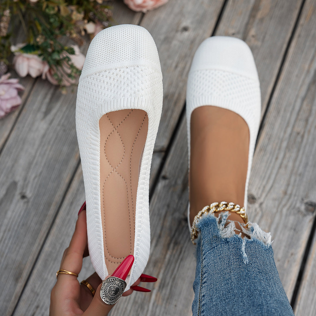 Damen atmungsaktive Slip-On Ballerinas mit flexiblem Netzdesign R&B