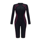 Damen Sportlicher Langarm-Schwimmanzug mit Reißverschluss R&B