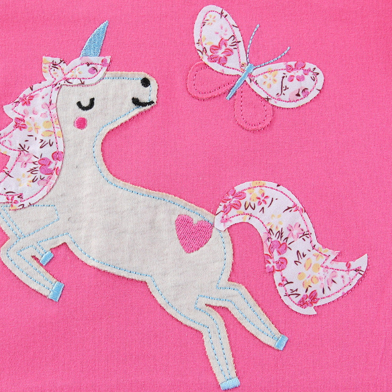 Mädchen T-Shirt mit kreativen Rüschendetails und bezauberndem Einhorn-Motiv R&B