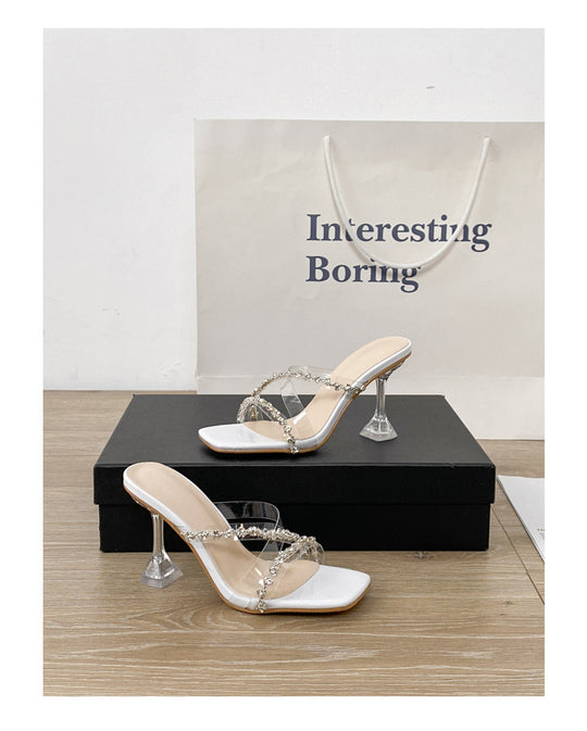 Damen Glamouröse Mules mit glitzerndem Riemchen R&B