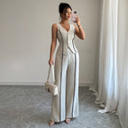 Damen elegante Hose-Anzug mit tailliertem Oberteil und Knopfdetails R&B