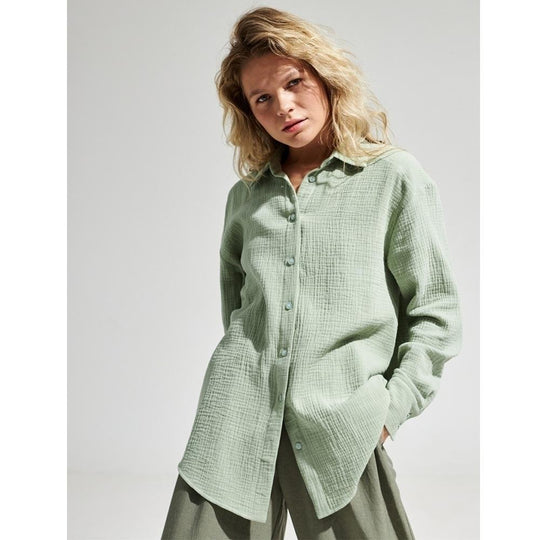 Damen Lässige Bluse im leichten Karo-Design mit langem Arm R&B