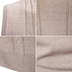 Herren eleganter ärmelloser Pullover mit V-Ausschnitt und strukturiertem Muster