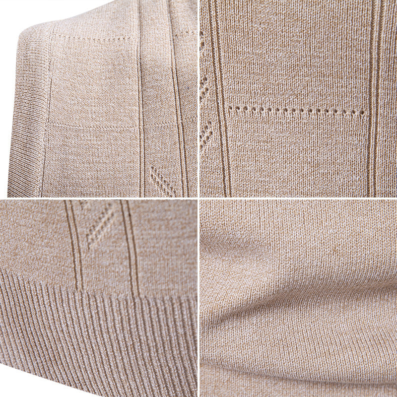 Herren eleganter ärmelloser Pullover mit V-Ausschnitt und strukturiertem Muster