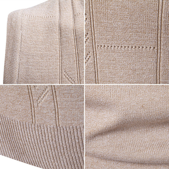 Herren eleganter ärmelloser Pullover mit V-Ausschnitt und strukturiertem Muster R&B