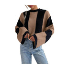 Damen Wabenstrick Pullover mit weiten Ärmeln R&B
