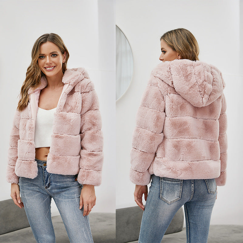 Damen weiche Fleecejacke mit Kapuze R&B
