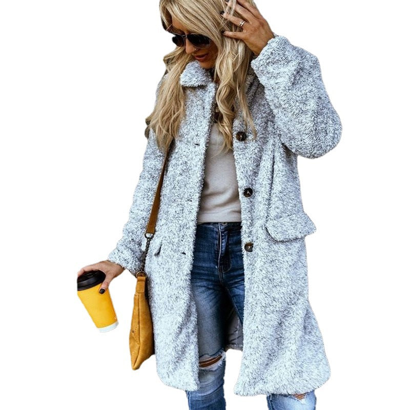 Damen Fleecejacke mit Knopfverschluss und praktischen Taschen R&B