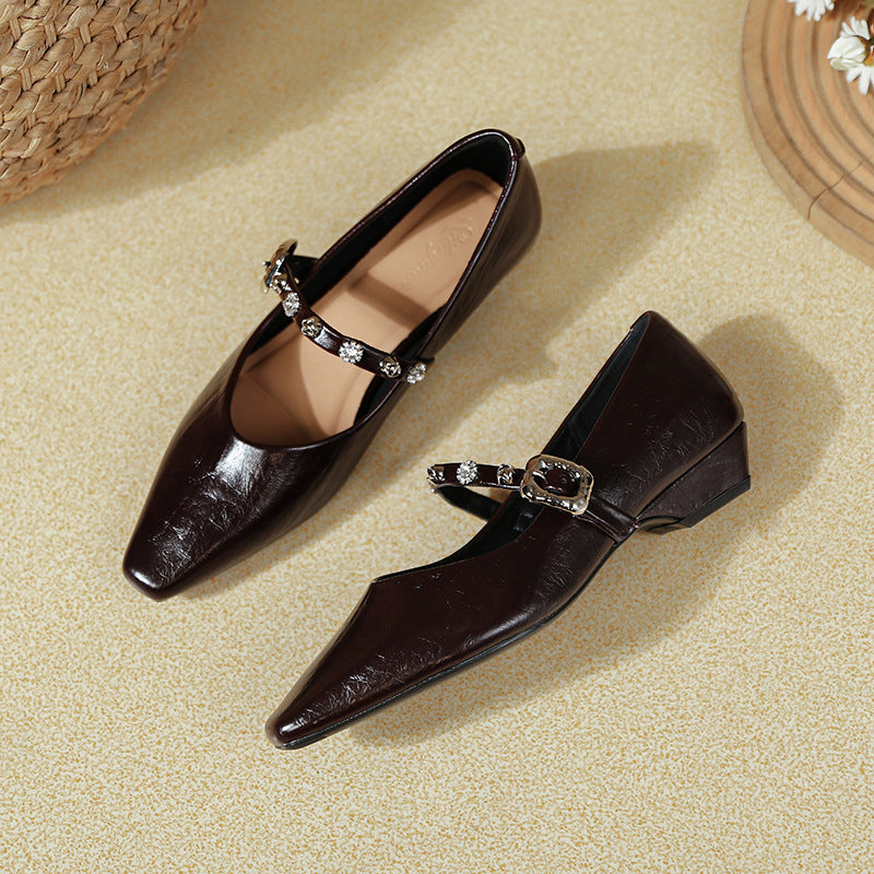 Damen Elegante Ballerinas mit verziertem Riemen R&B