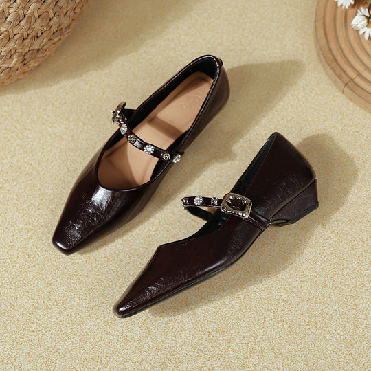 Damen Elegante Ballerinas mit verziertem Riemen R&B