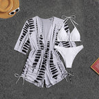 Damen Strandkleid mit tiefem V-Ausschnitt und verstellbaren Rüschendetails