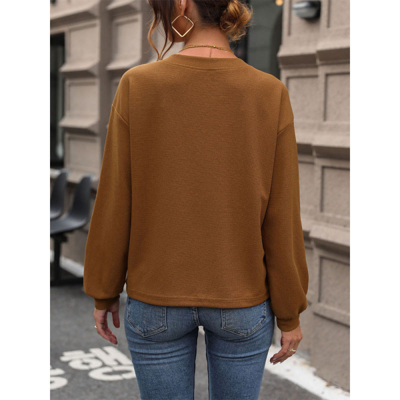 Damen legerer V-Ausschnitt Pullover mit strukturiertem Design R&B