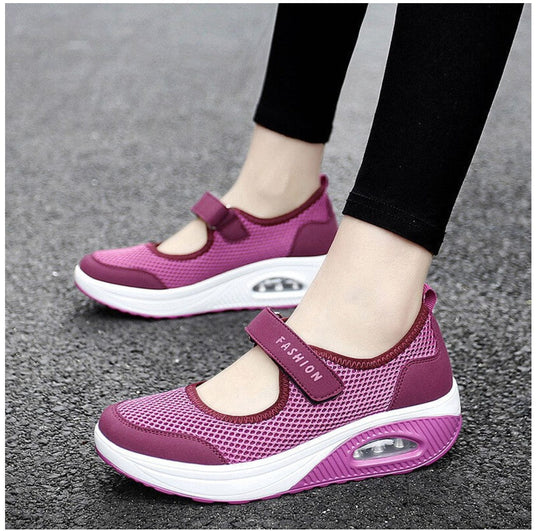 Damen Sportliche Sneakers mit atmungsaktivem Netzmaterial und verstellbarem Klettverschluss R&B