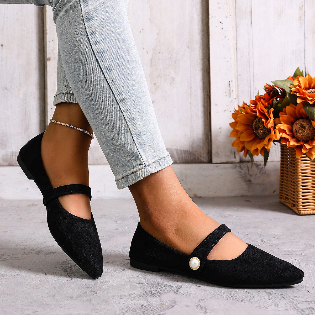 Damen Elegante Slingback-Ballerinas mit modischem Perlen-Detail R&B