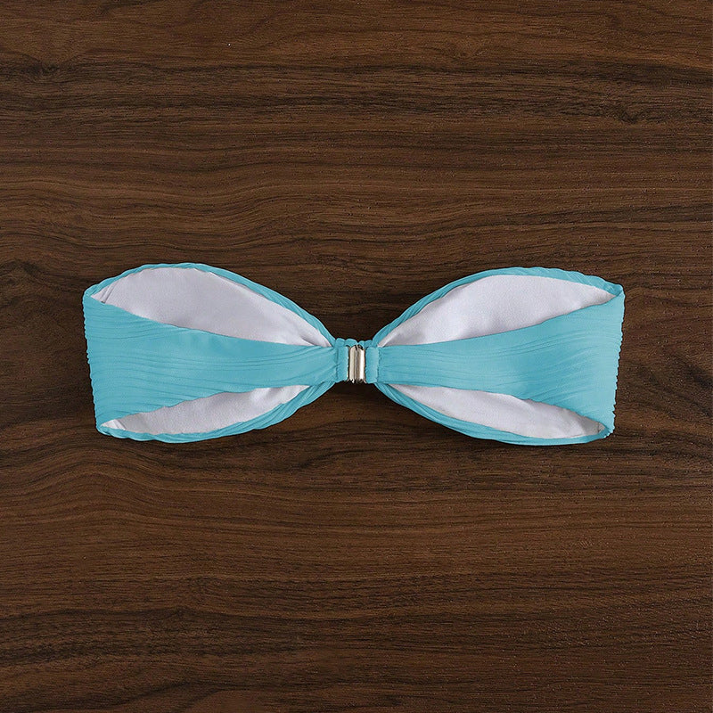 Damen Bandeau-Bikini-Oberteil mit Plissee-Design