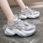 Damen modische Sneakers mit glänzenden Akzenten und stoßdämpfendem Sohlenprofil R&B