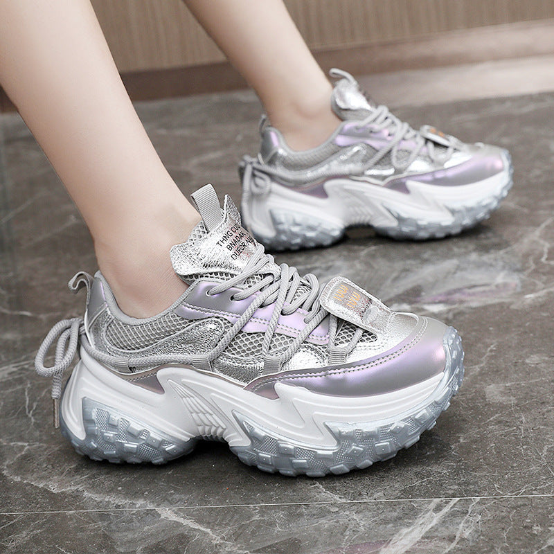 Damen modische Sneakers mit glänzenden Akzenten und stoßdämpfendem Sohlenprofil R&B