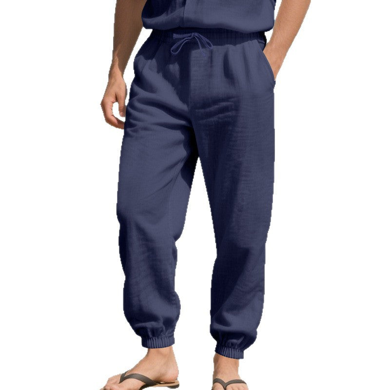 Herren lässige Strandhose mit elastischem Bund und praktischen seitlichen Taschen R&B