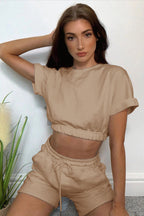 Damen Sportliches Lounge-Set mit verkürztem Oberteil und bequemen Shorts R&B