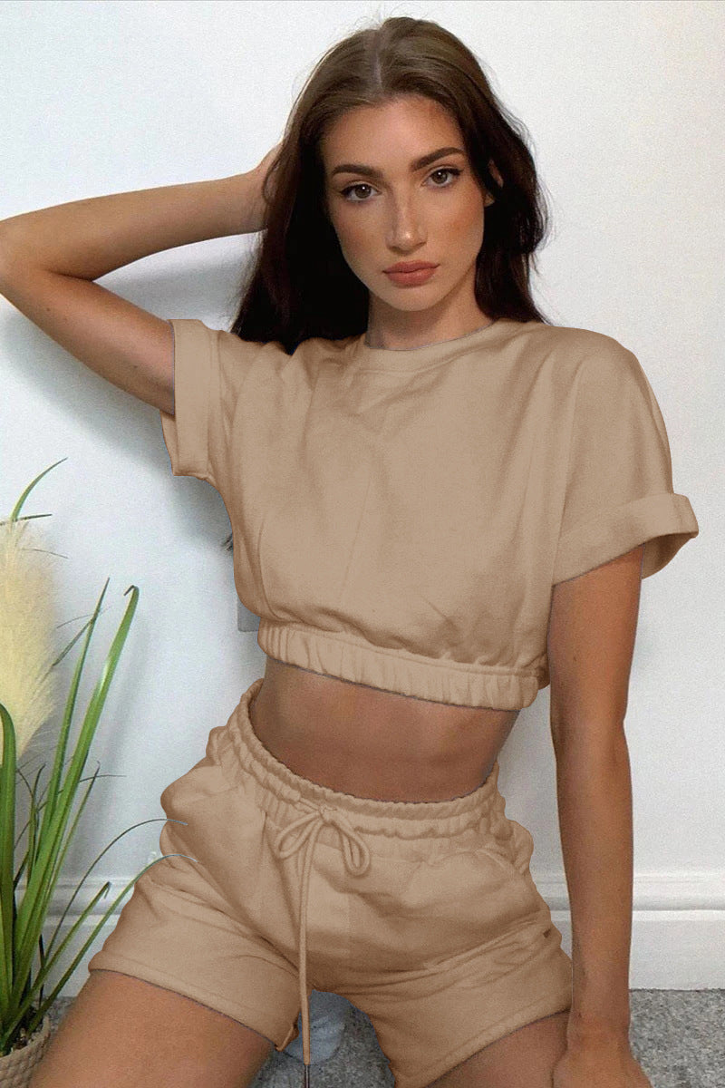 Damen Sportliches Lounge-Set mit verkürztem Oberteil und bequemen Shorts R&B