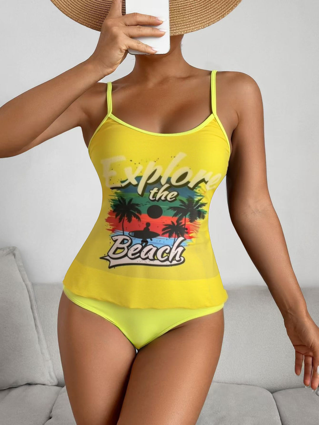 Damen Einteiliger Badeanzug mit trendigem Grafikdesign R&B