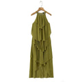 Damen Maxikleid mit schwingenden Volants R&B