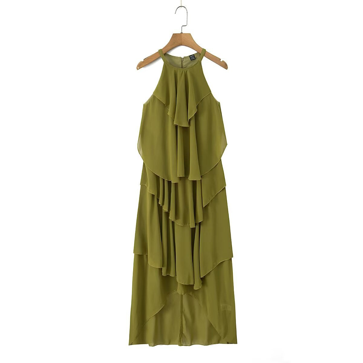 Damen Maxikleid mit schwingenden Volants R&B
