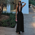 Damen Maxikleid mit tiefem V-Ausschnitt und eleganten Drapierungen R&B