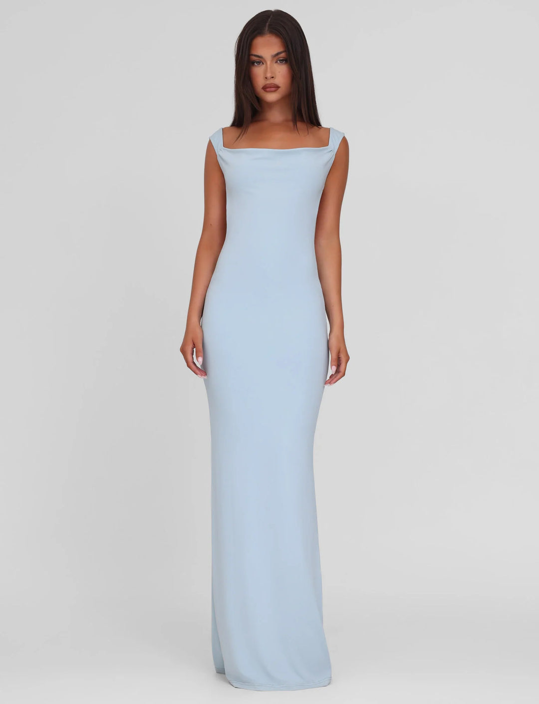 Damen nan körperbetontes Abendkleid mit quadratischem Ausschnitt und breiten Trägern R&B