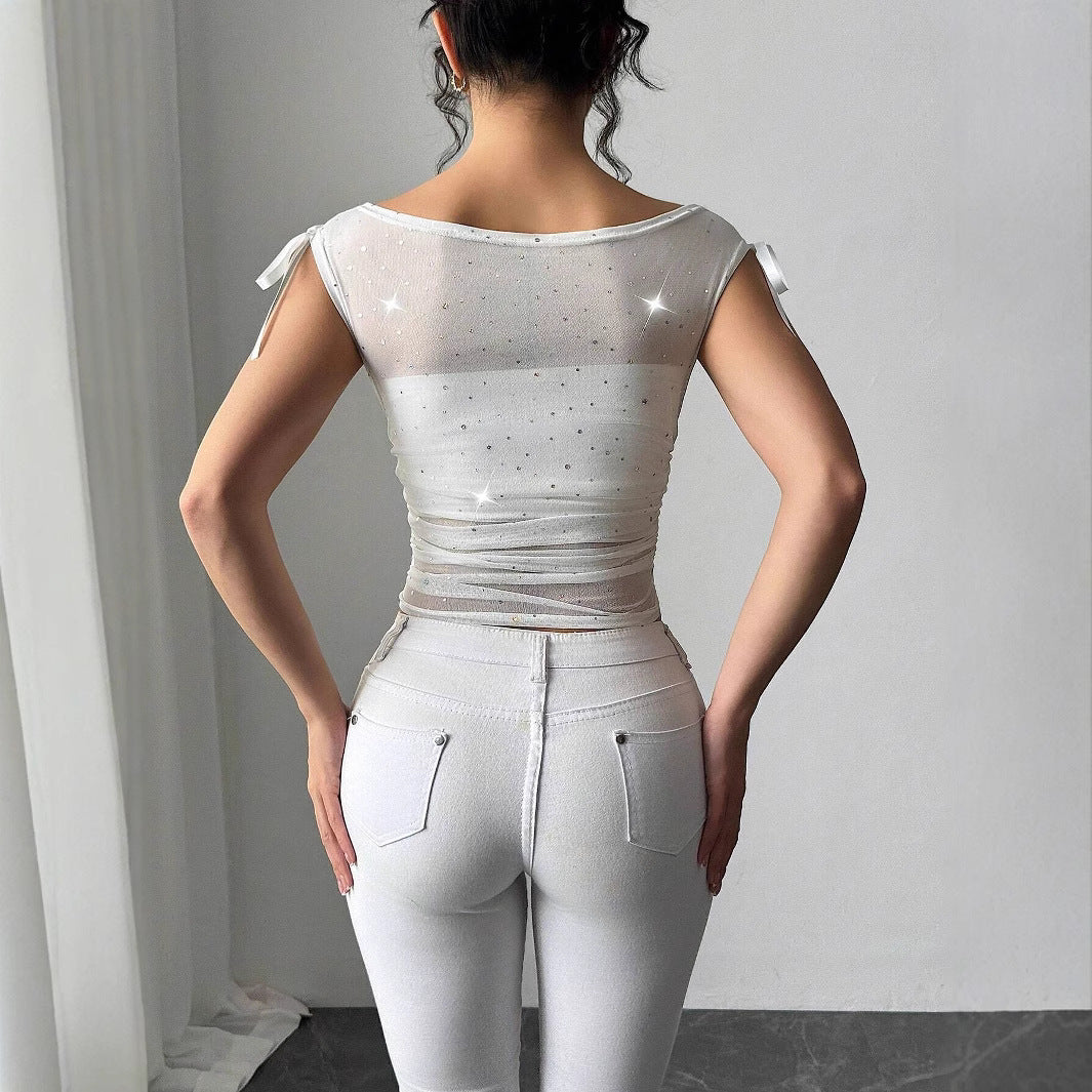 Damen Funktionsshirt mit Glitzerakzenten und verstellbaren Trägern R&B