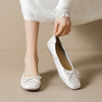 Damen Ballerinas aus hochwertigem Leder mit filigranem Schleifendetail