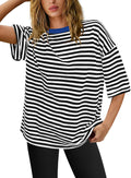 Damen Übergrößen T-Shirt mit Streifenmuster R&B